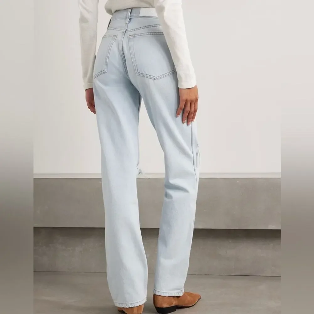 $295 Re/Done 90s High Rise Loose Bleach Destroy - 25